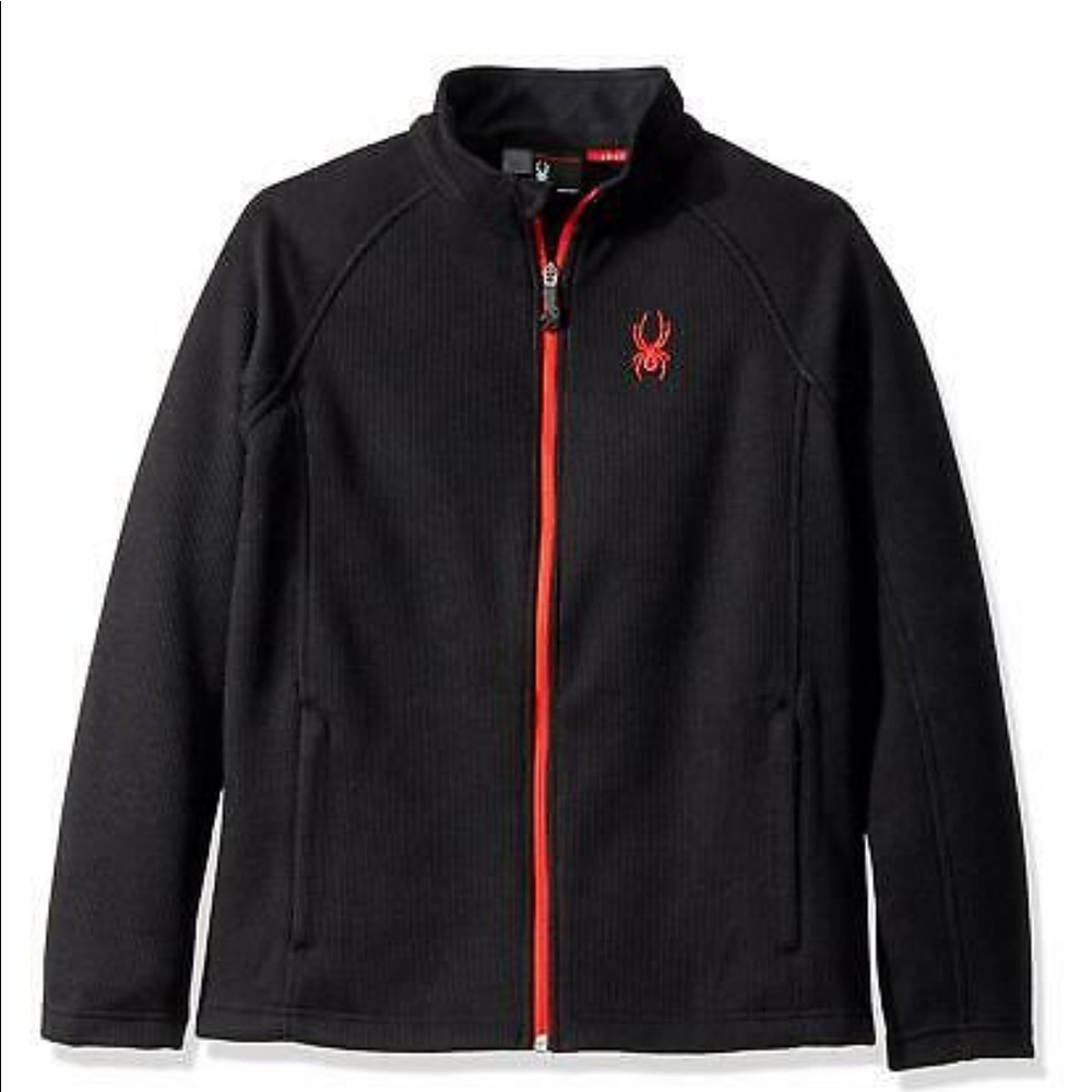 Spyder black knit zip up jacket boys L 14/16